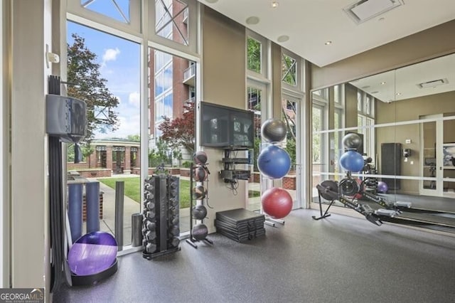 1820 Peachtree St Unit 311, Atlanta, GA 30309 - workout area with floor to ceiling windows