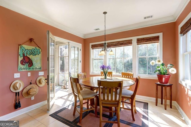 18 Enclave Cir, Savannah, GA 31419 - dining space with ornamental molding, baseboards, and light tile patterned flooring