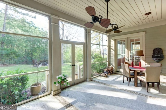 18 Enclave Cir, Savannah, GA 31419 - sunroom / solarium with ceiling fan, french doors, and healthy amount of natural light