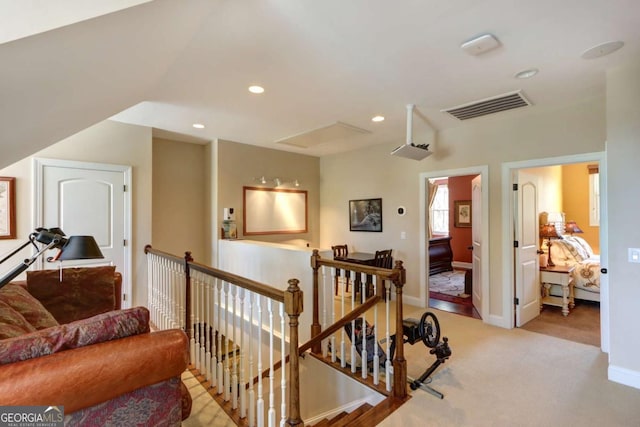18 Enclave Cir, Savannah, GA 31419 - hall with an upstairs landing, recessed lighting, light carpet, and baseboards