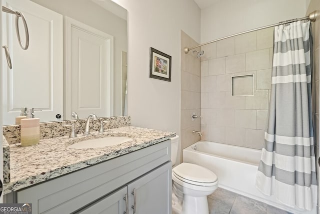 2861 Digna Ct, Acworth, GA 30101 - bathroom with shower / tub combo, vanity, and tile patterned flooring