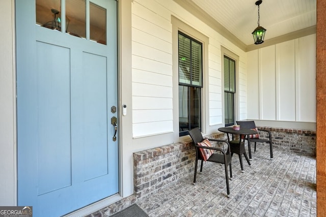 2861 Digna Ct, Acworth, GA 30101 - doorway to property with board and batten siding and covered porch