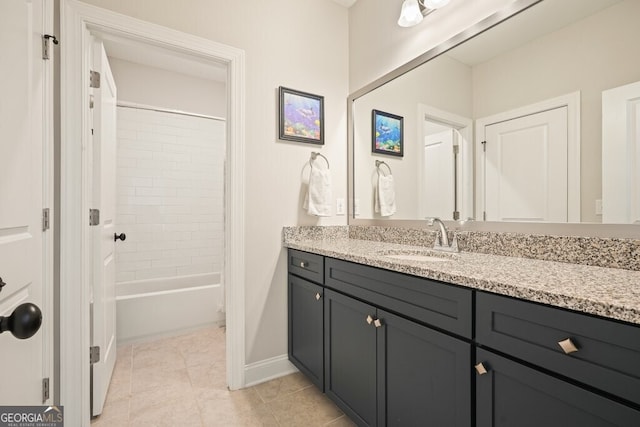 2861 Digna Ct, Acworth, GA 30101 - full bathroom with vanity, tile patterned flooring, and shower / washtub combination