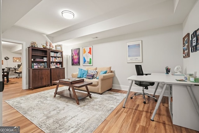 2861 Digna Ct, Acworth, GA 30101 - home office with light wood-type flooring and baseboards