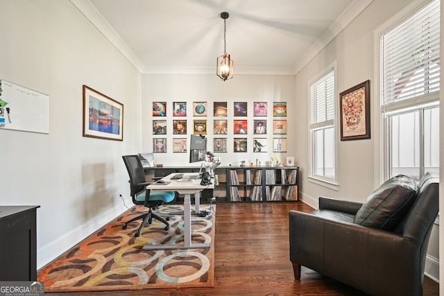 2861 Digna Ct, Acworth, GA 30101 - home office with crown molding and wood finished floors