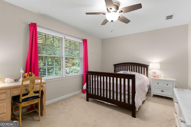 2759 Thomashire Trce, Marietta, GA 30066 - bedroom featuring light colored carpet, a desk, baseboards, and a ceiling fan