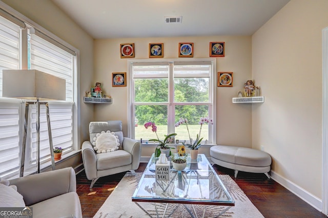 778 Firefly Ct, Griffin, GA 30223 - living area with dark wood-style floors, plenty of natural light, and baseboards