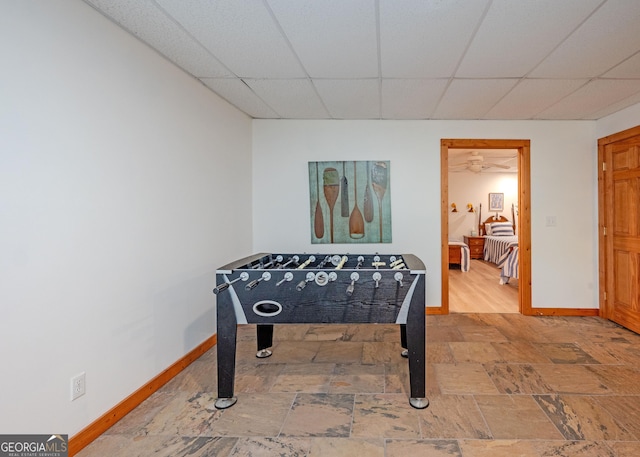 142 Hugh Dorsey Rd, Hartwell, GA 30643 - recreation room with baseboards, a paneled ceiling, and stone finish floors
