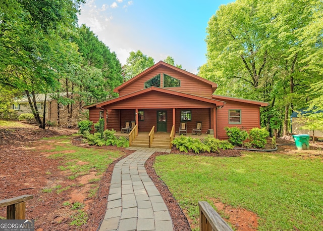 142 Hugh Dorsey Rd, Hartwell, GA 30643 - chalet / cabin featuring a front yard and covered porch