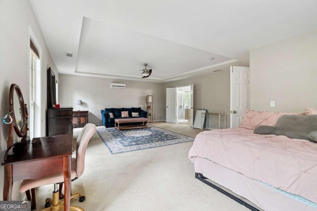 4960 Tadmore Ln, Lithonia, GA 30038 - bedroom featuring a raised ceiling, carpet floors, and a wall unit AC