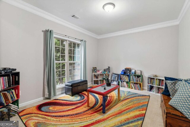 4960 Tadmore Ln, Lithonia, GA 30038 - playroom featuring crown molding, baseboards, and carpet flooring