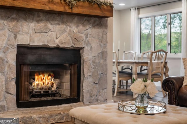 138 Mccombs Dr Unit 7, Blairsville, GA 30512 - dining area view of a stone fireplace and recessed lighting
