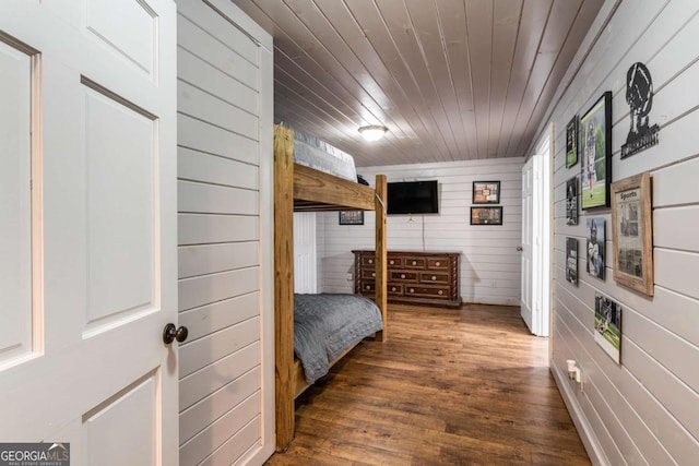 138 Mccombs Dr Unit 7, Blairsville, GA 30512 - bedroom with wood ceiling, wood finished floors, and wooden walls