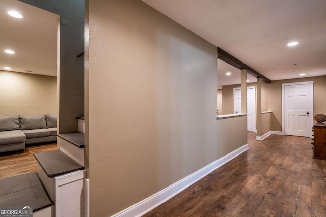 138 Mccombs Dr Unit 7, Blairsville, GA 30512 - hallway with dark wood-style floors, recessed lighting, and baseboards