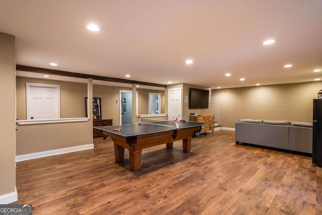 138 Mccombs Dr Unit 7, Blairsville, GA 30512 - playroom with recessed lighting, baseboards, wood finished floors, and billiards table