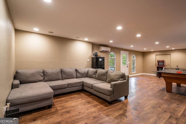 138 Mccombs Dr Unit 7, Blairsville, GA 30512 - living area with recessed lighting, wood finished floors, an AC wall unit, and baseboards