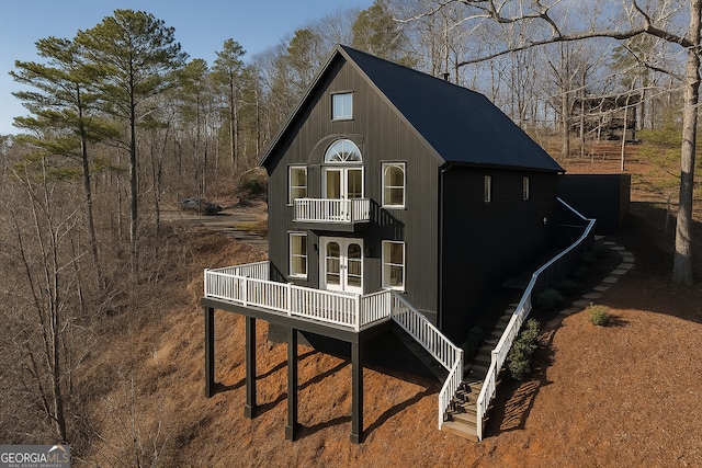 626 Palisade Dr, Ellijay, GA 30540 - view of outdoor structure with french doors and stairs