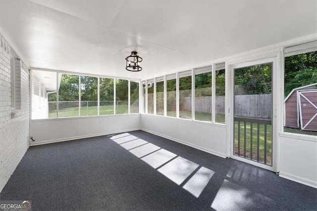 view of unfurnished sunroom