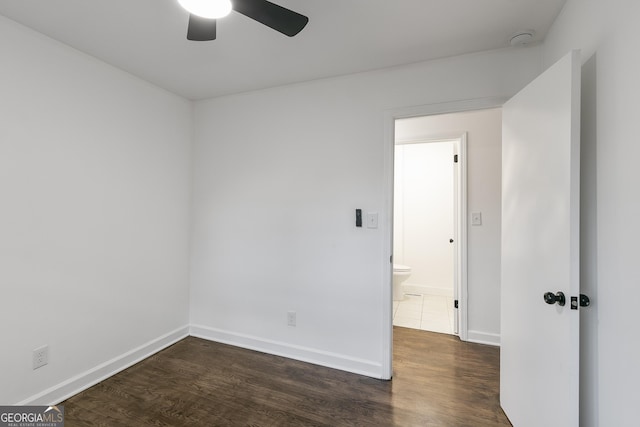 3215 Pennignton Cir, Atlanta, GA 30354 - unfurnished room featuring ceiling fan, dark wood-style floors, and baseboards