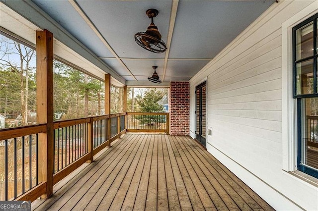 deck with covered porch