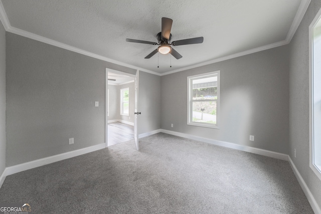 11 Cloverhurst Dr, Toccoa, GA 30577 - unfurnished room featuring carpet, ornamental molding, ceiling fan, baseboards, and a textured ceiling