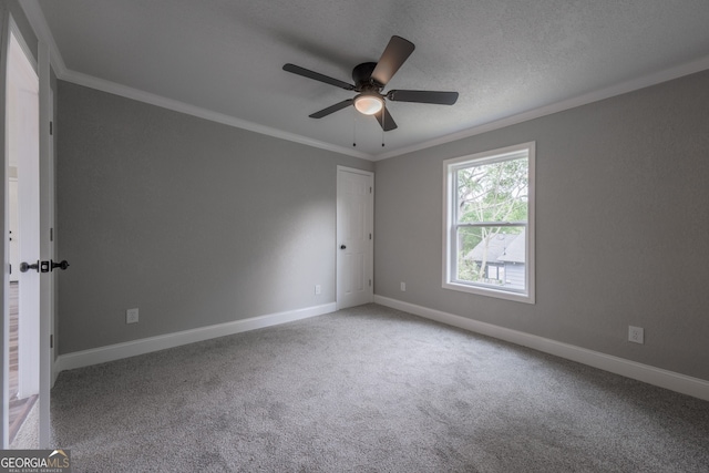 11 Cloverhurst Dr, Toccoa, GA 30577 - unfurnished room with crown molding, carpet, baseboards, ceiling fan, and a textured ceiling