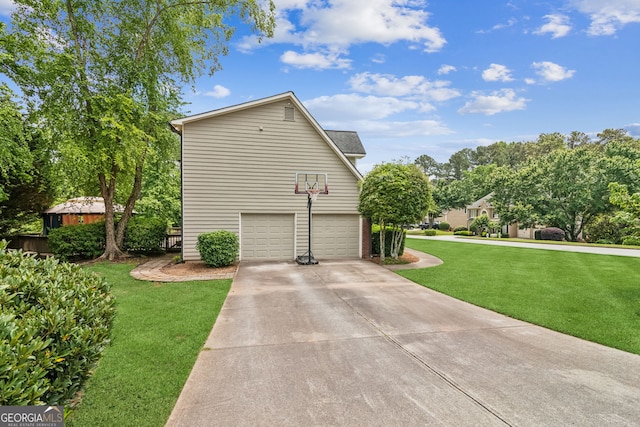 840 Yosemite Dr, Suwanee, GA 30024 - view of property exterior featuring a yard, concrete driveway, and an attached garage