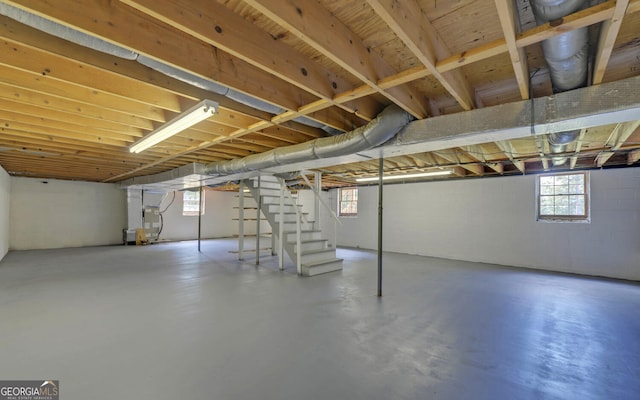 below grade area featuring stairway