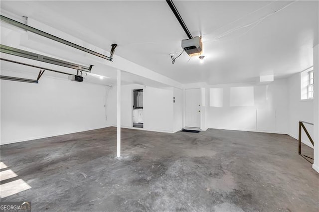 garage with a garage door opener