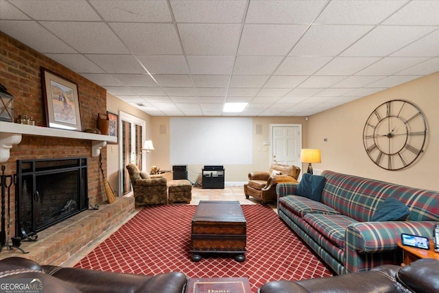 1681 Wild Azalea Ln, Athens, GA 30606 - living room with a fireplace and a drop ceiling