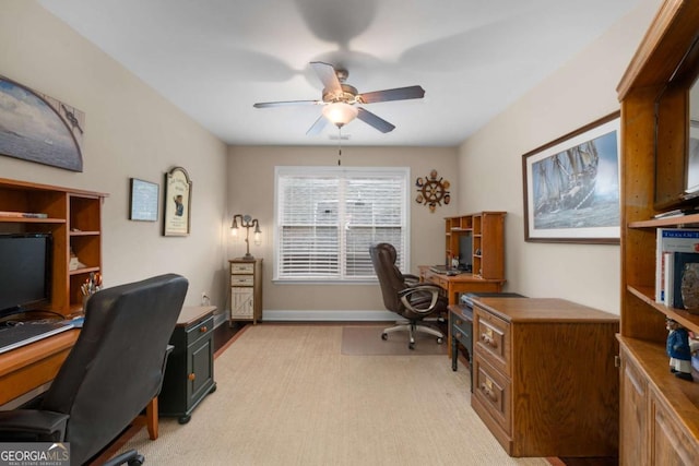 office area featuring ceiling fan
