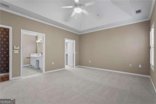 226 Hames Rd Unit 335, Woodstock, GA 30188 - unfurnished bedroom featuring crown molding, carpet flooring, ensuite bathroom, and ceiling fan
