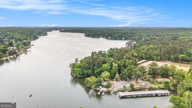 2249 Jackson Lake Rd, Mansfield, GA 30055 - drone / aerial view of a heavily wooded area and a large body of water