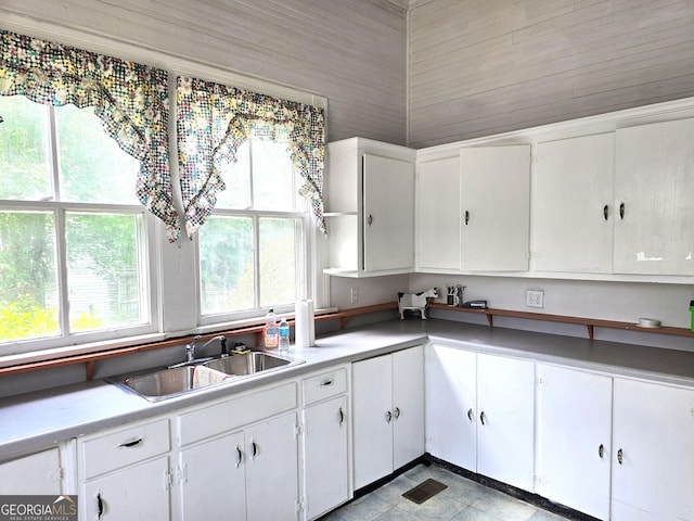 61 Calhoun St, Gibson, GA 30810 - kitchen featuring a sink, white cabinetry, open shelves, and light countertops