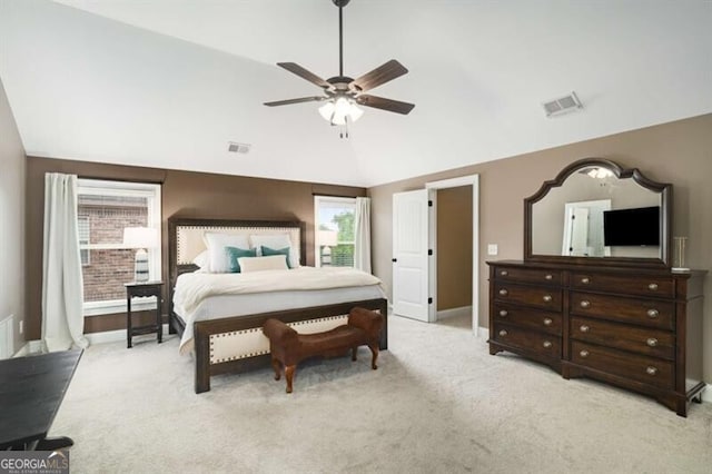4415 Saint Andrews Crest Dr, Cumming, GA 30040 - bedroom with lofted ceiling, light carpet, and ceiling fan