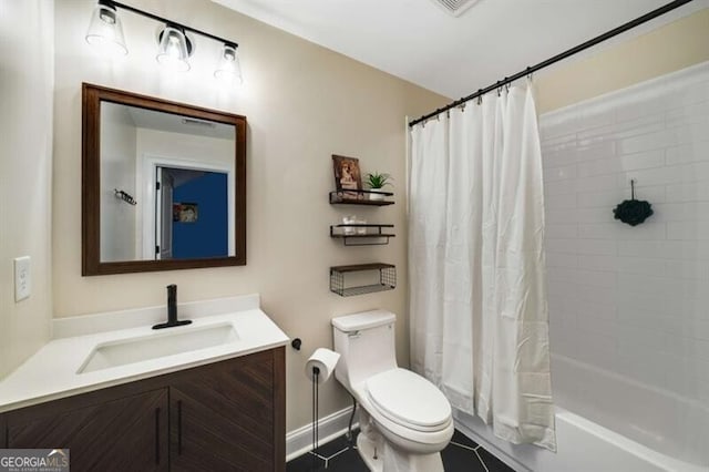 4415 Saint Andrews Crest Dr, Cumming, GA 30040 - full bath with vanity, shower / bath combination with curtain, and tile patterned floors