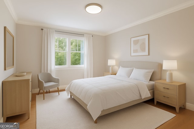 220 N Springs Ct, Sandy Springs, GA 30328 - bedroom featuring crown molding and light wood-type flooring