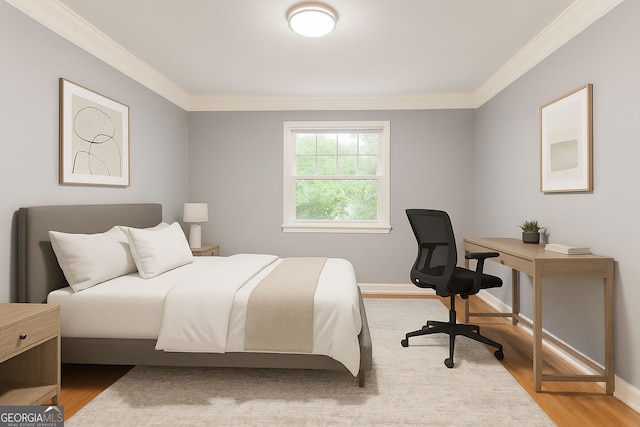220 N Springs Ct, Sandy Springs, GA 30328 - bedroom featuring ornamental molding, wood finished floors, and an office area