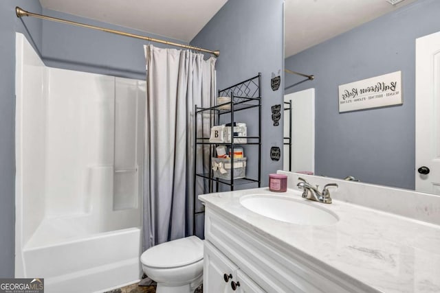 2102 Braswell Ln, Loganville, GA 30052 - full bathroom with vanity, toilet, and shower / tub combo