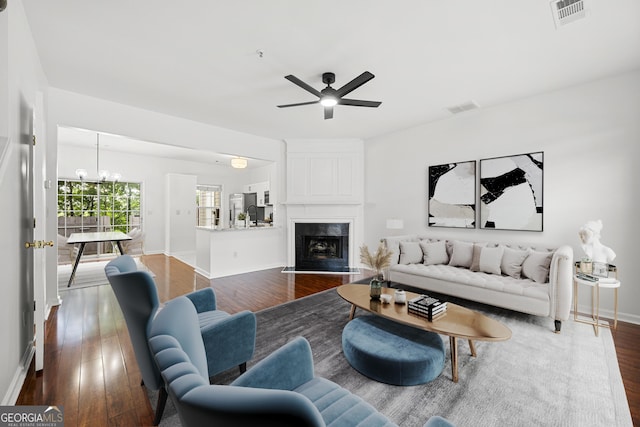 1135 Kilmington Ct, Alpharetta, GA 30009 - living area with a ceiling fan, dark wood-type flooring, and baseboards
