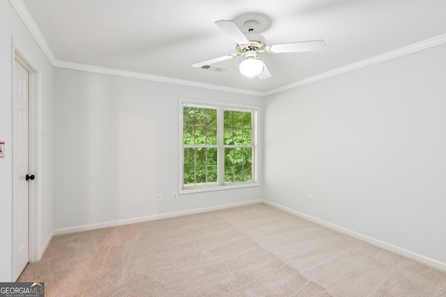 610 Golden Meadows Ln, Suwanee, GA 30024 - empty room with ornamental molding, carpet floors, baseboards, and ceiling fan