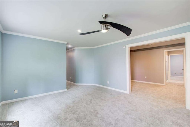 7933 Heathmore Dr, Fairburn, GA 30213 - unfurnished room with crown molding, a ceiling fan, baseboards, carpet flooring, and recessed lighting
