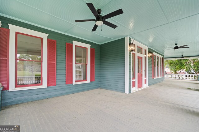 409 N Jefferson Ave, Eatonton, GA 31024 - view of patio / terrace featuring ceiling fan and a porch