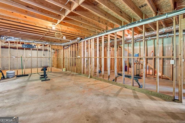 view of unfinished basement