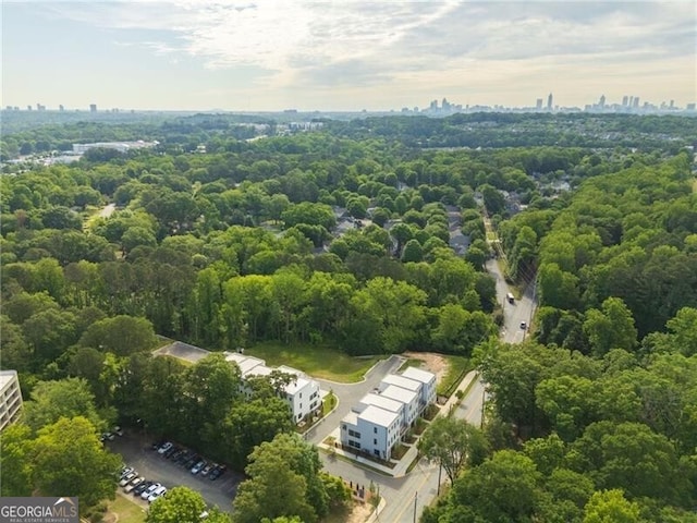 drone / aerial view of a heavily wooded area