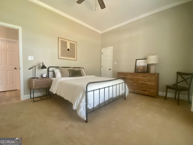 3812 Hartley Bridge Rd, Macon, GA 31216 - bedroom featuring carpet flooring, crown molding, baseboards, and ceiling fan