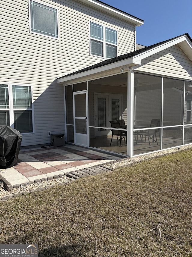 124 Somersby Blvd, Pooler, GA 31322 - back of house with a sunroom, a lawn, and a patio area