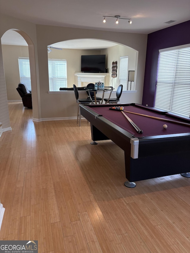 124 Somersby Blvd, Pooler, GA 31322 - playroom with arched walkways, billiards table, wood finished floors, and baseboards