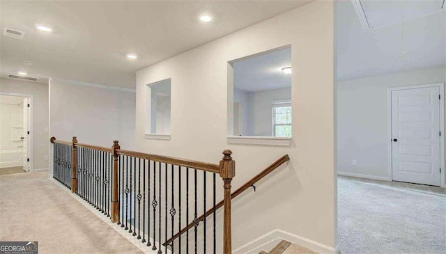 120 Cooper Cv W Lot 60, Fayetteville, GA 30214 - hallway featuring attic access, carpet flooring, an upstairs landing, and recessed lighting