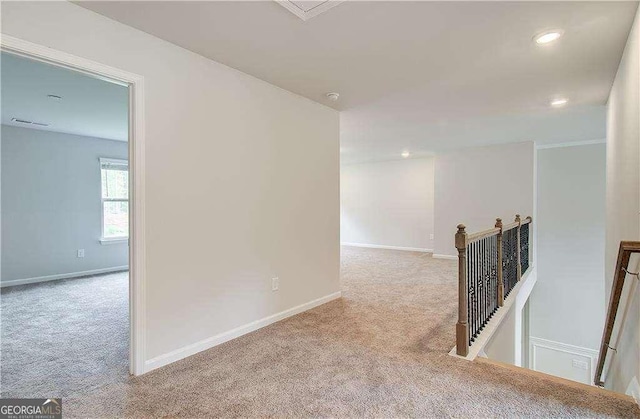 160 Cooper Cv W Lot 64, Fayetteville, GA 30215 - hall with an upstairs landing, carpet flooring, and recessed lighting